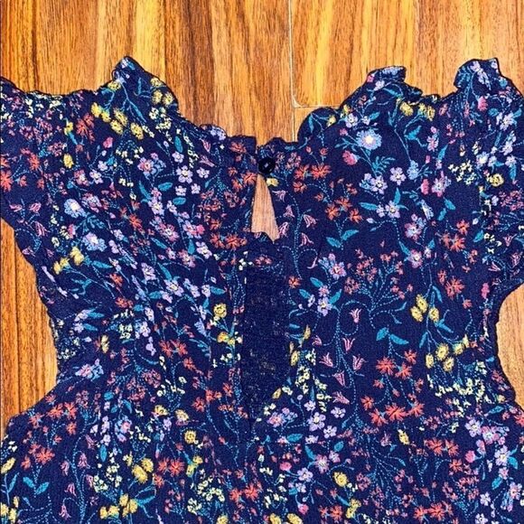 Old Navy Blue High Neck Floral Blouse Womens Size XS - Picture 4 of 4